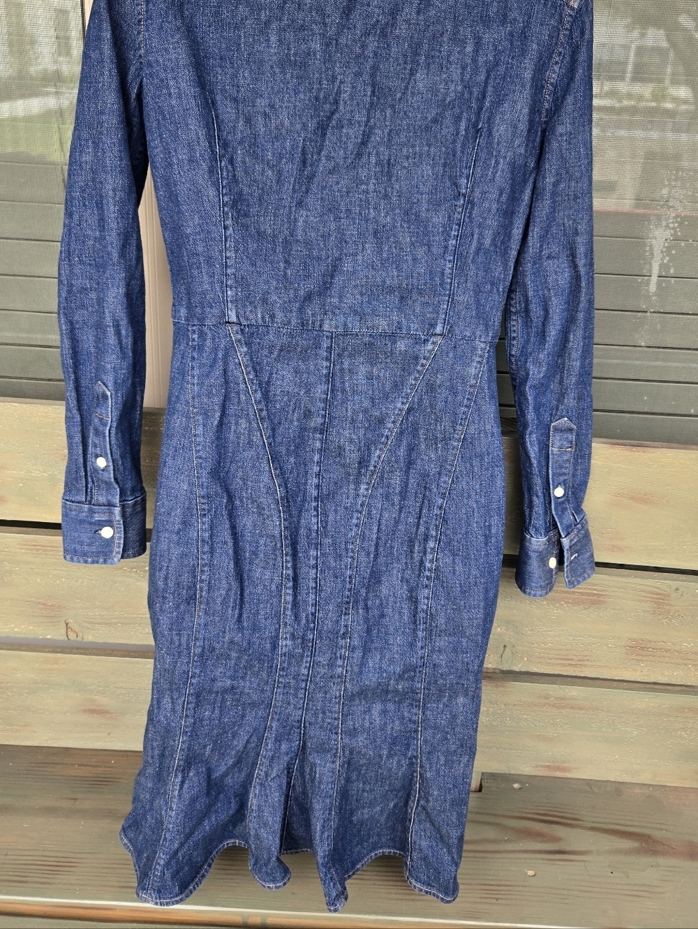 Polo by Ralph Lauren Dark Blue Denim Button-Front Midi Dress - Picture 7 of 11